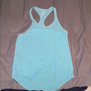 Plain blue, tank.
